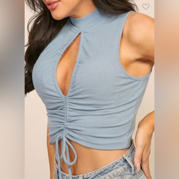 Timing Light Blue Ruched Crop Top - Picture 9 of 15